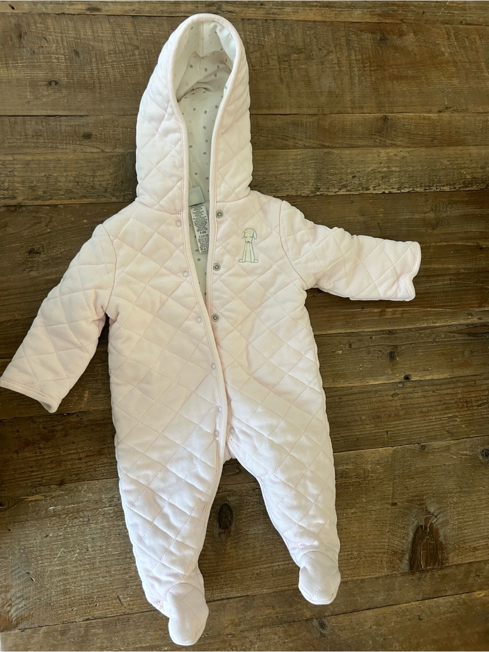 Little‎ Me Baby Girl 12M Pink Quilted Hooded Footed Bunting One-Piece